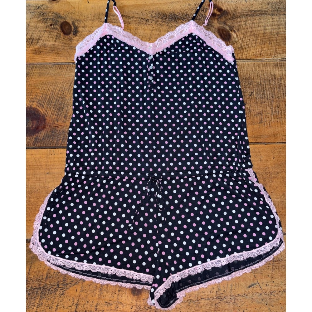 NWT Victorias Secret Womens Cami Shorts Romper Polka Dot Pajamas Size‎ Medium